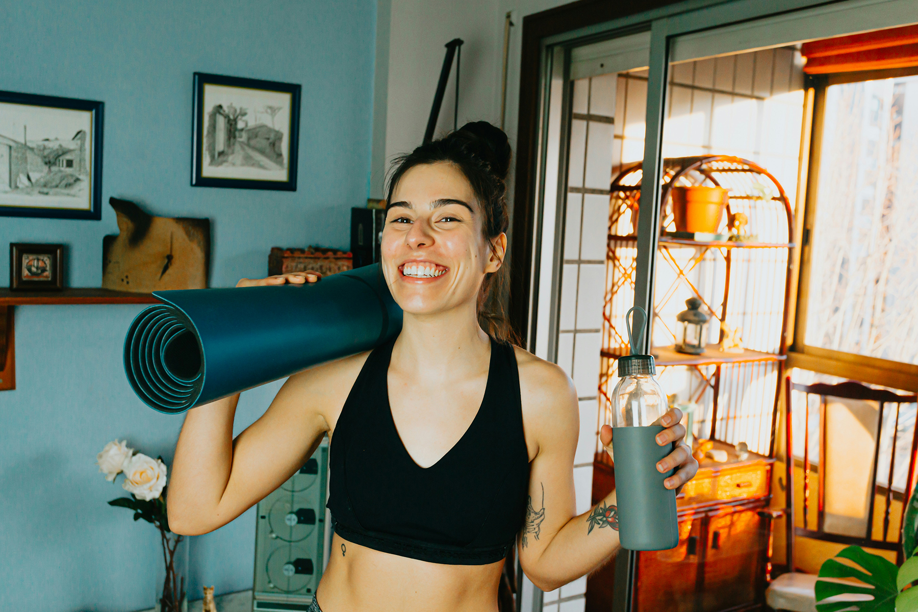 A student's having pilates classes